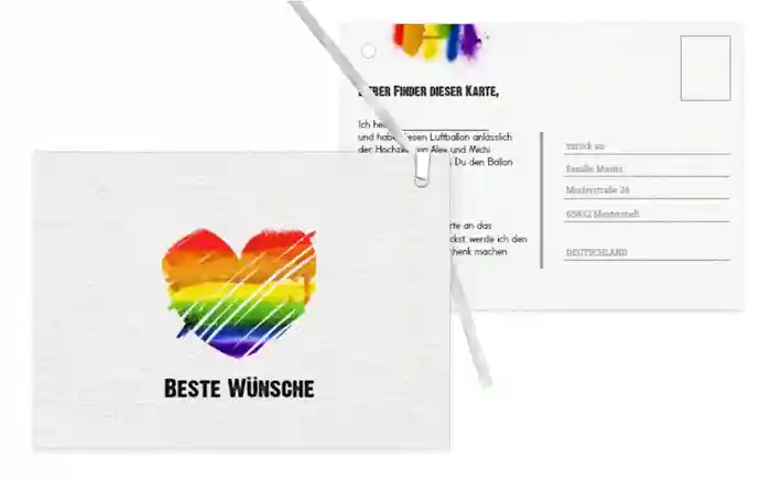 Ballonkarte zur Hochzeit Regenbogenliebe