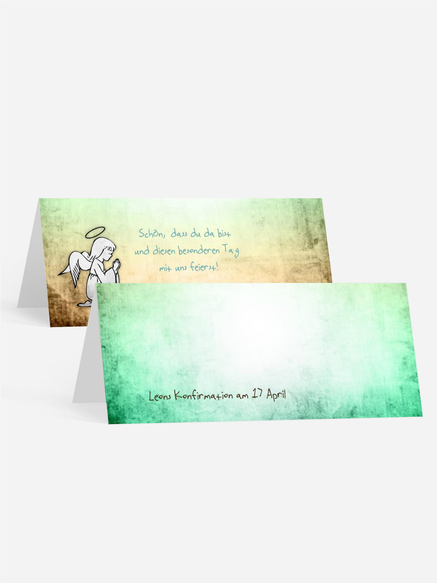 Tischkarte Konfirmation grunge Engel