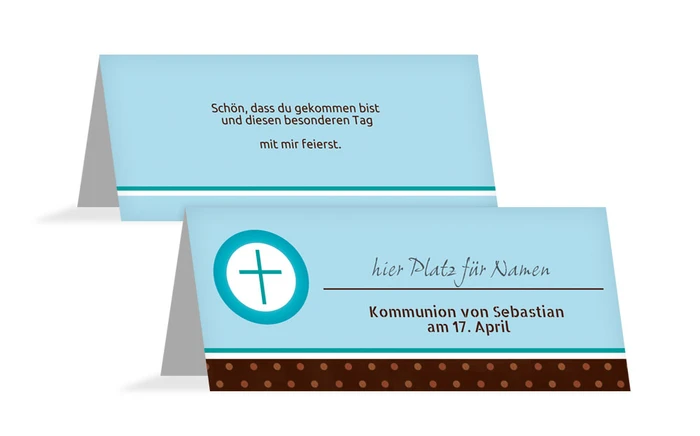 Kommunion Tischkarte Kreuzhostie