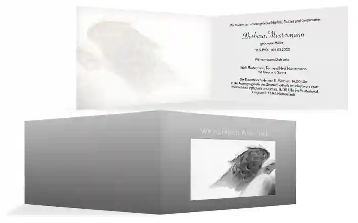 Trauerkarte Engel quer