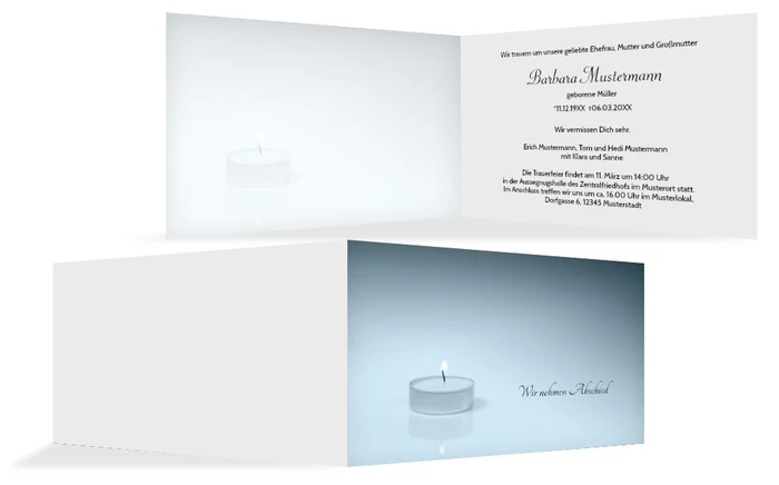 Trauerkarte Teelicht quer
