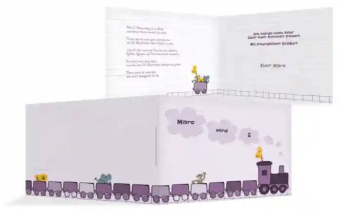 Einladungskarte Geburtstag Zoozug