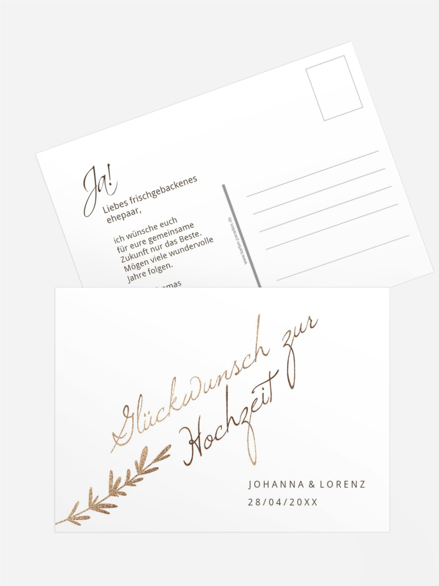 Glückwunschkarte zur Hochzeit Goldenes Gestrüpp