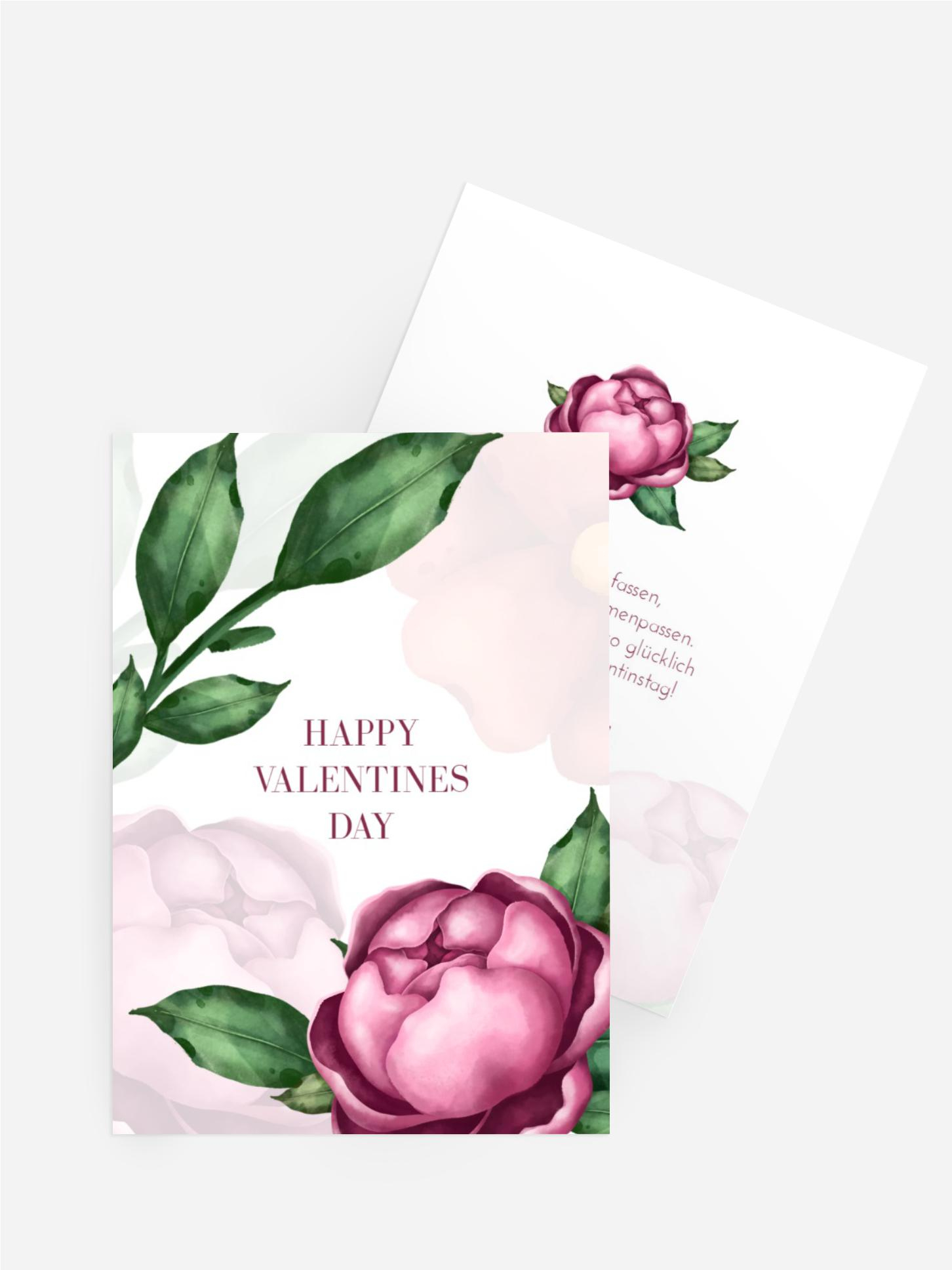 Valentinskarte Romantische Pfingstrosen