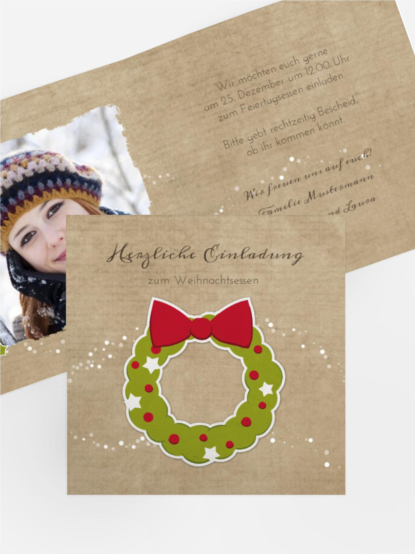 Foto Weihnachtseinladung Weihnachtskranz