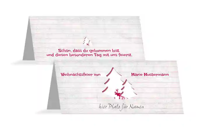 Weihnachtstischkarte Elchenwald