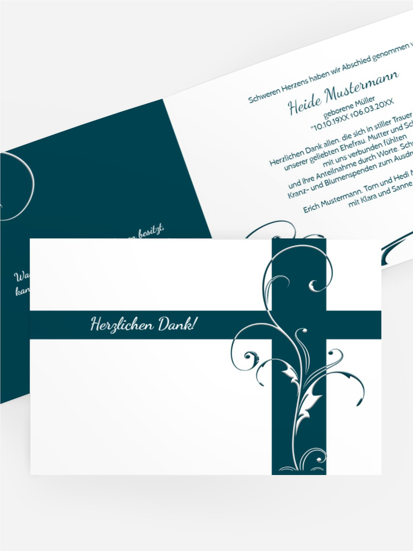 Dankeskarte Blumenkreuz quer