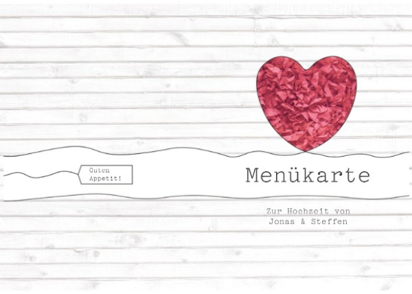 Menükarte zur Hochzeit Mr+Mr