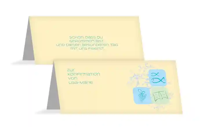 Tischkarte Konfirmation Fisch