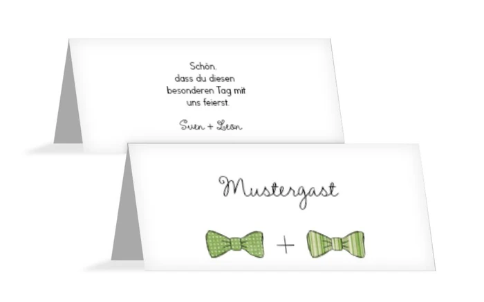 Tischkarte zur Hochzeit Fliegen