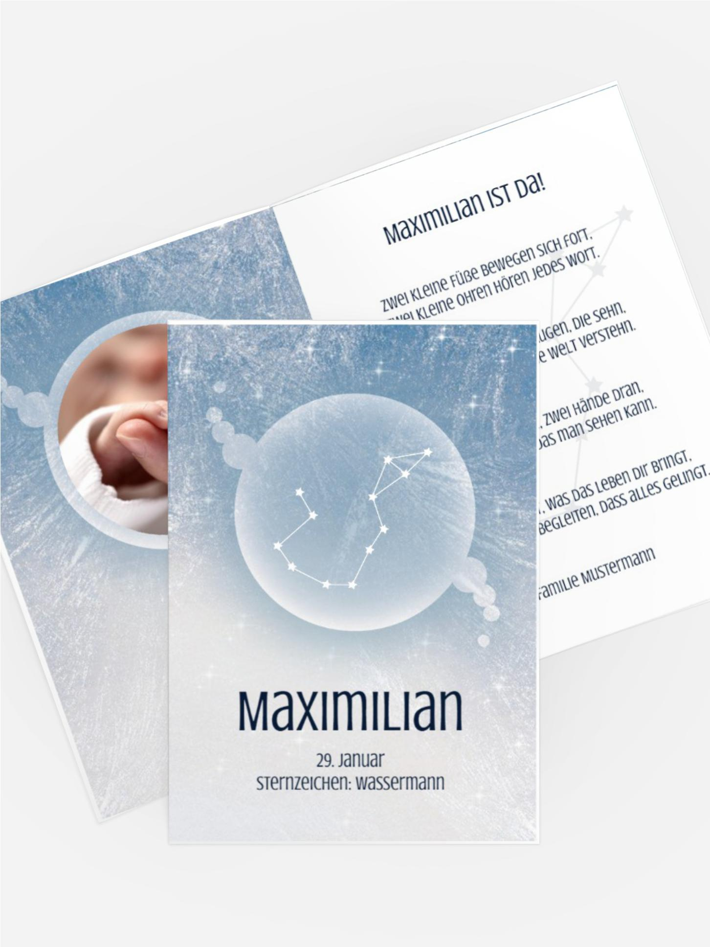Geburtskarte Sternzeichen Wassermann Geburtskarte Sternzeichen Wassermann