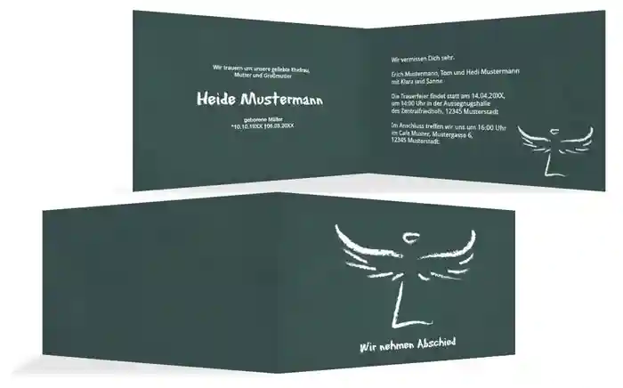 Trauerkarte heavenly wings quer Trauerkarte heavenly wings quer