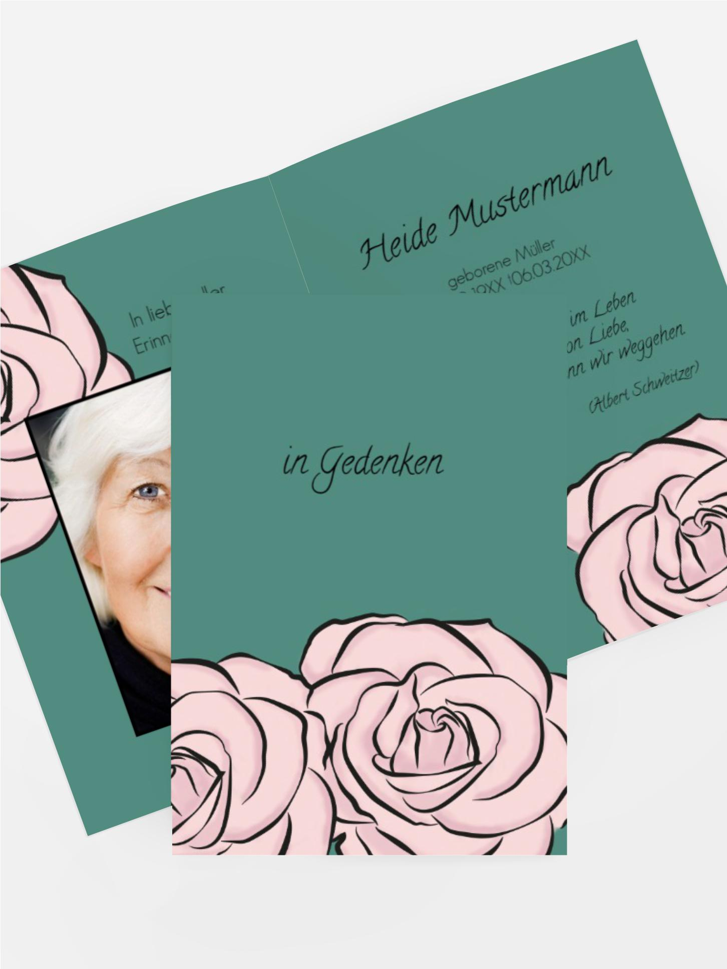 Sterbebildkarte Rosen