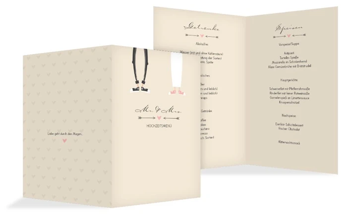 Menükarte zur Hochzeit Pärchen