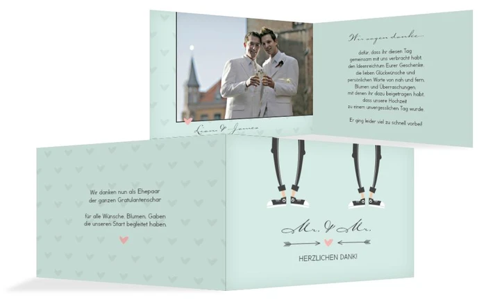 Danksagungskarte zur Hochzeit Pärchen - Männer