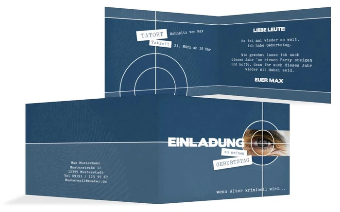 Einladungskarte zum Geburtstag Krimi