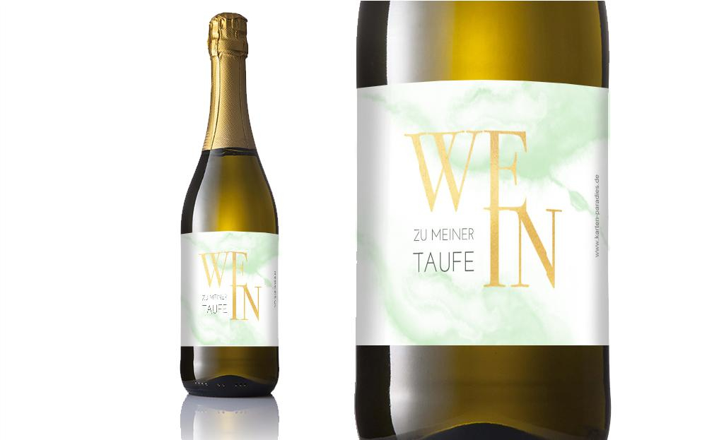 Flaschenetikett Taufe Gold und Natur