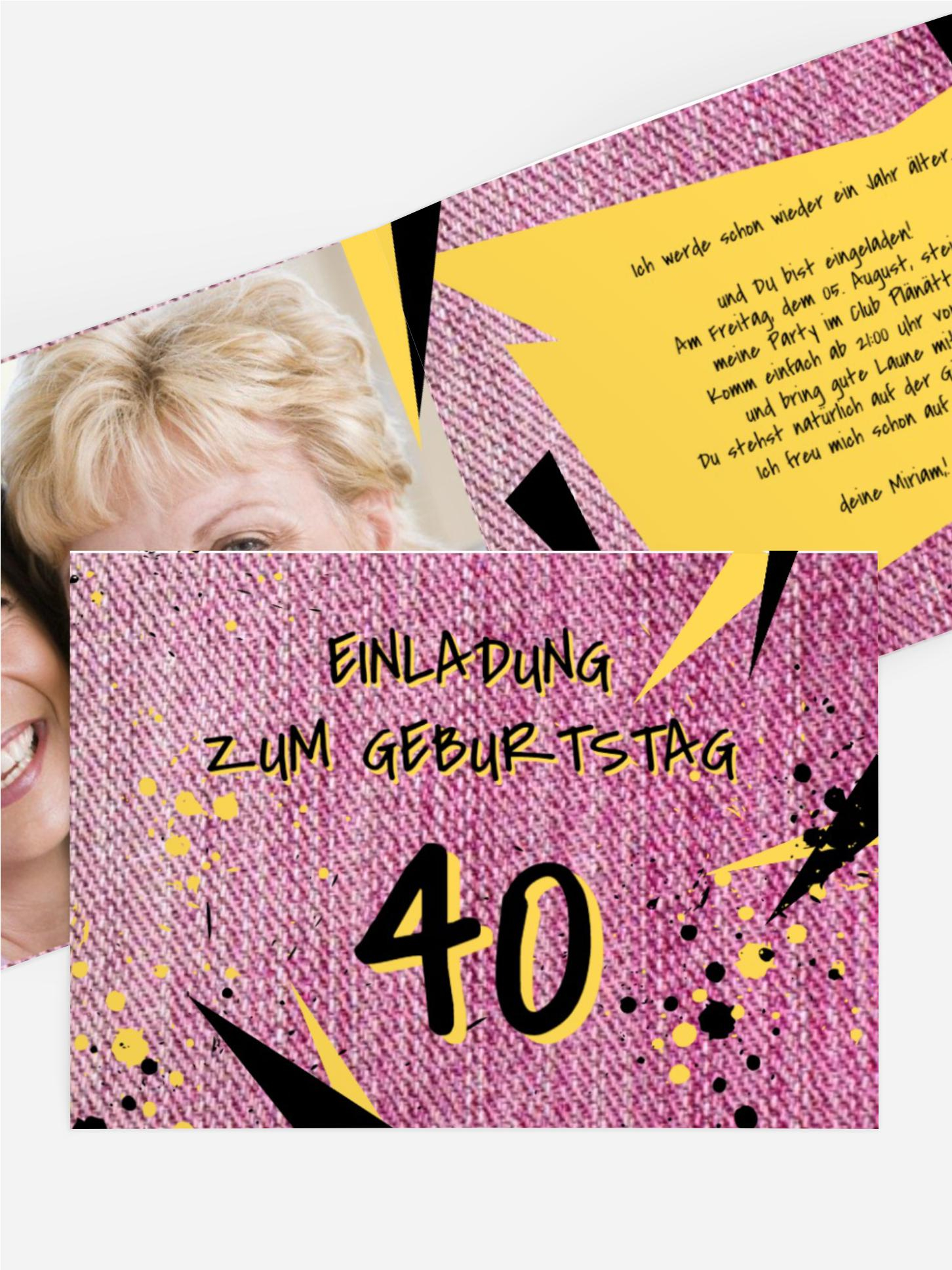 Einladung zum Geburtstag Jeans Style 40 Foto Einladung zum Geburtstag Jeans Style 40 Foto