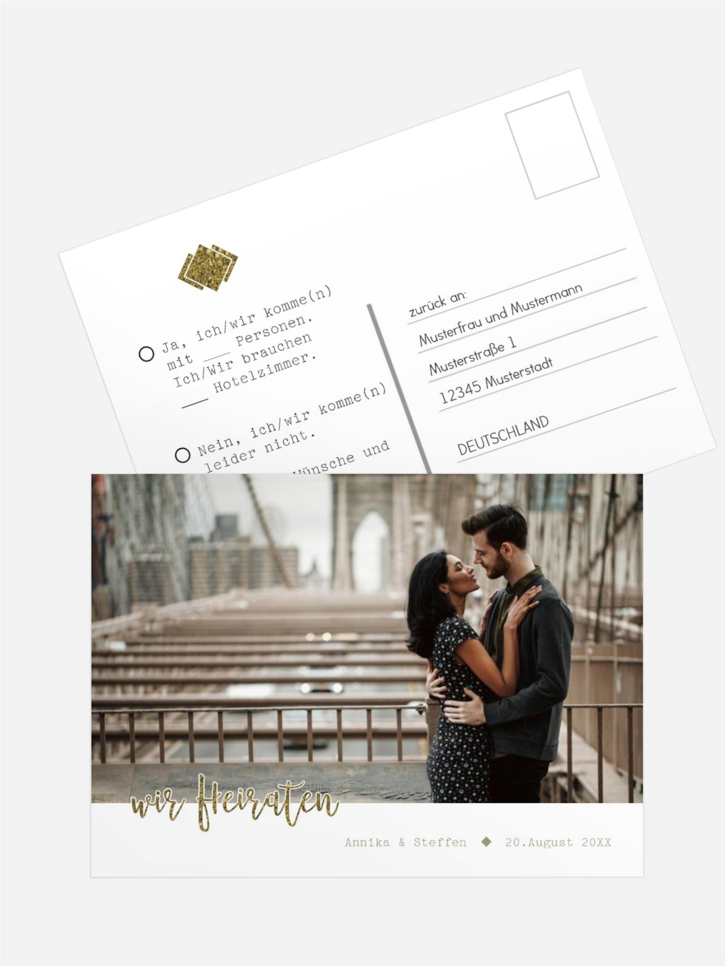 Antwortkarte Glitzerschrift