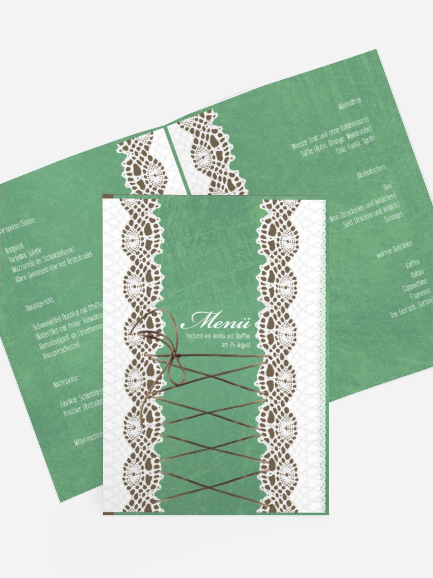 Hochzeitsmenükarte Vintage Schleife