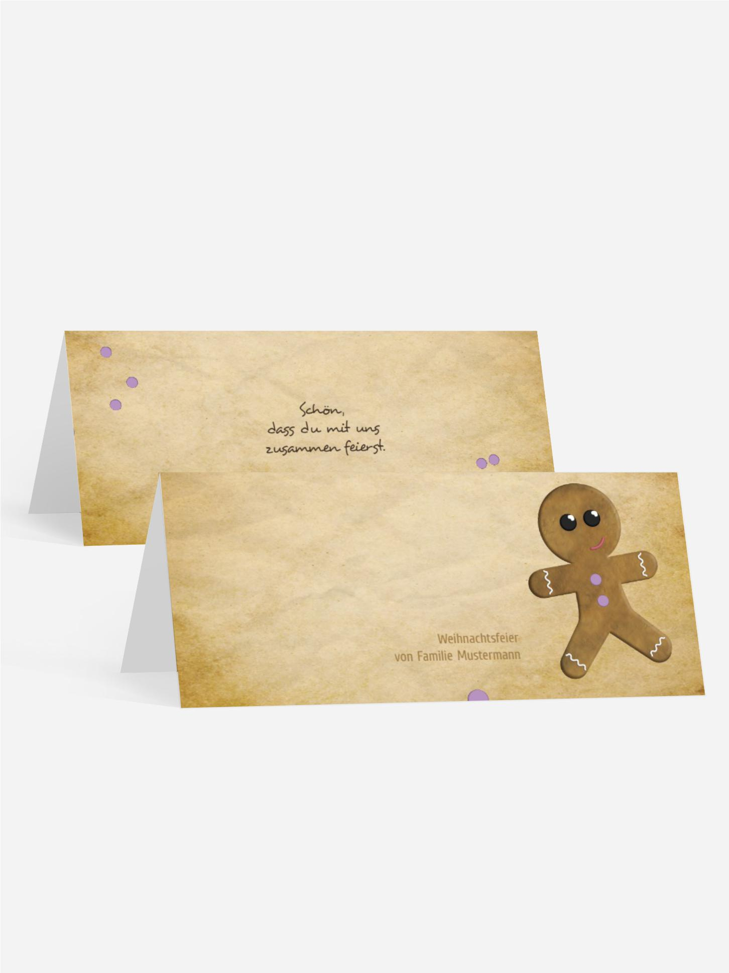 Weihnachtstischkarte Lebkuchenmännchen