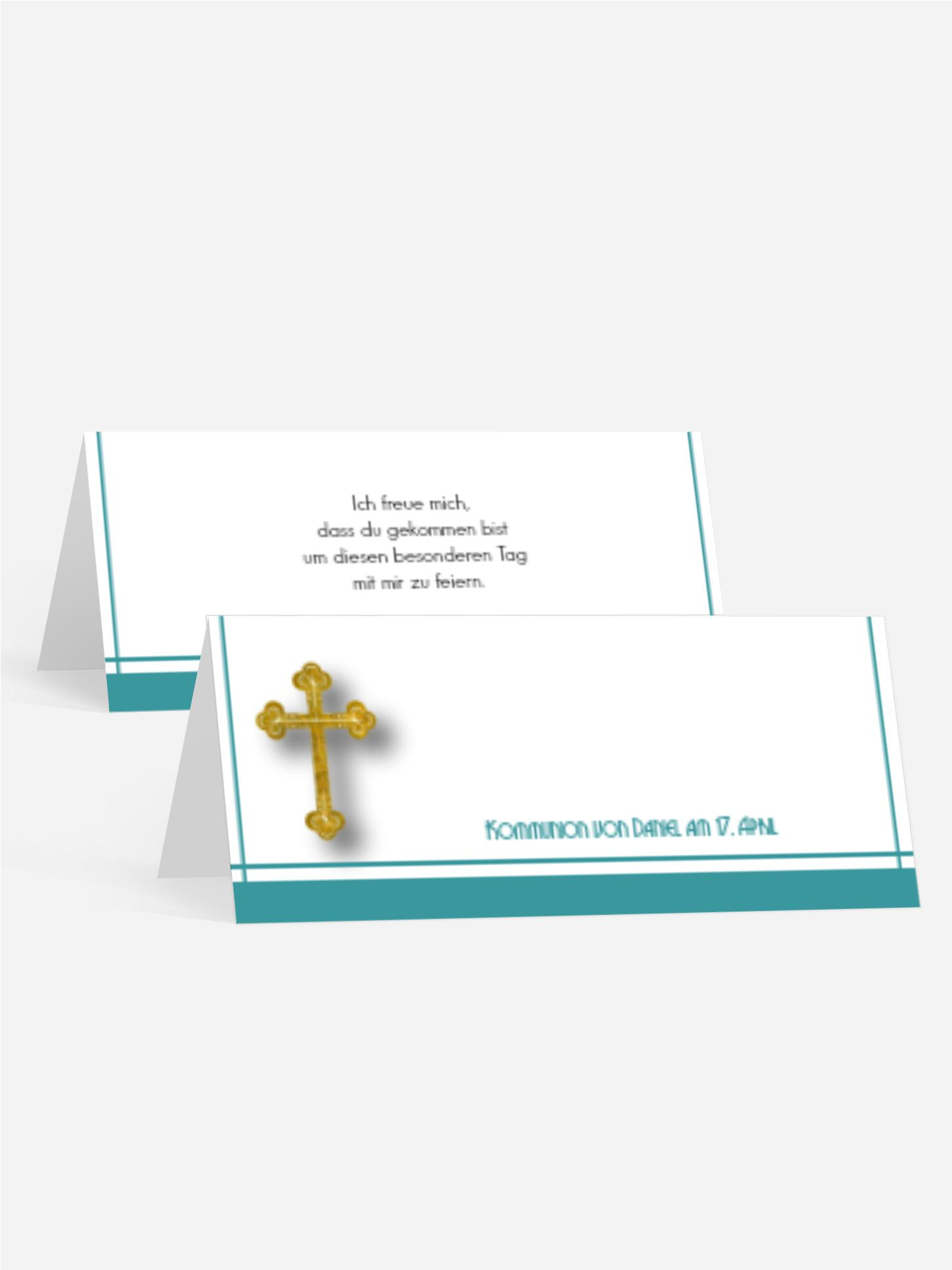 Tischkarte zur Kommunion Gebetbuch