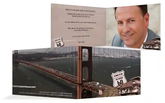 Geburtstagseinladungskarte old bridge 60 Foto