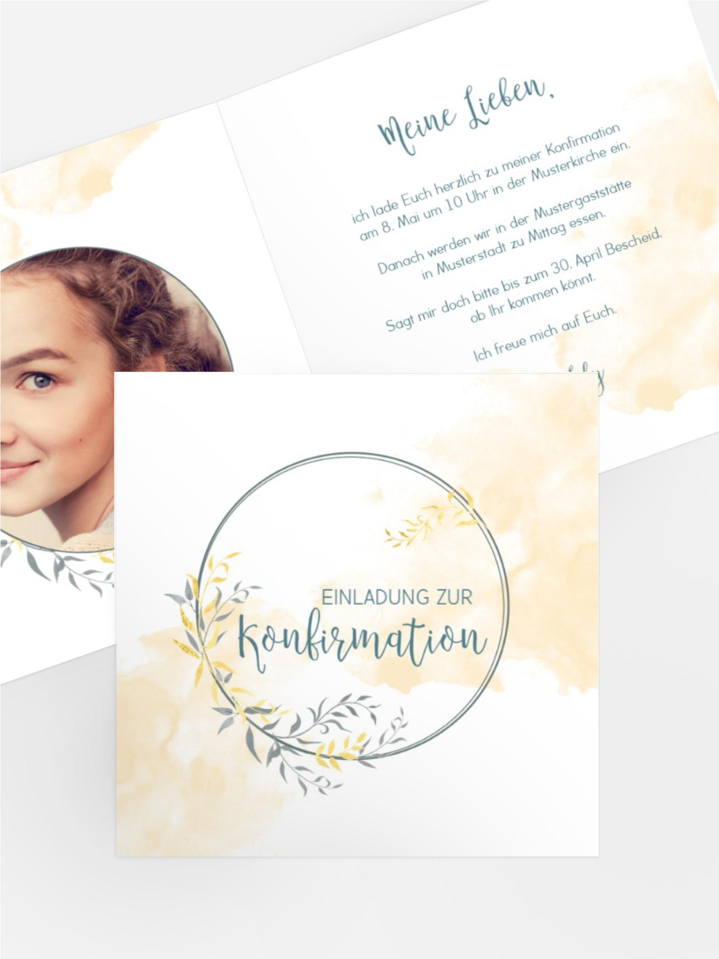 Einladungskarte Konfirmation Blattkreis