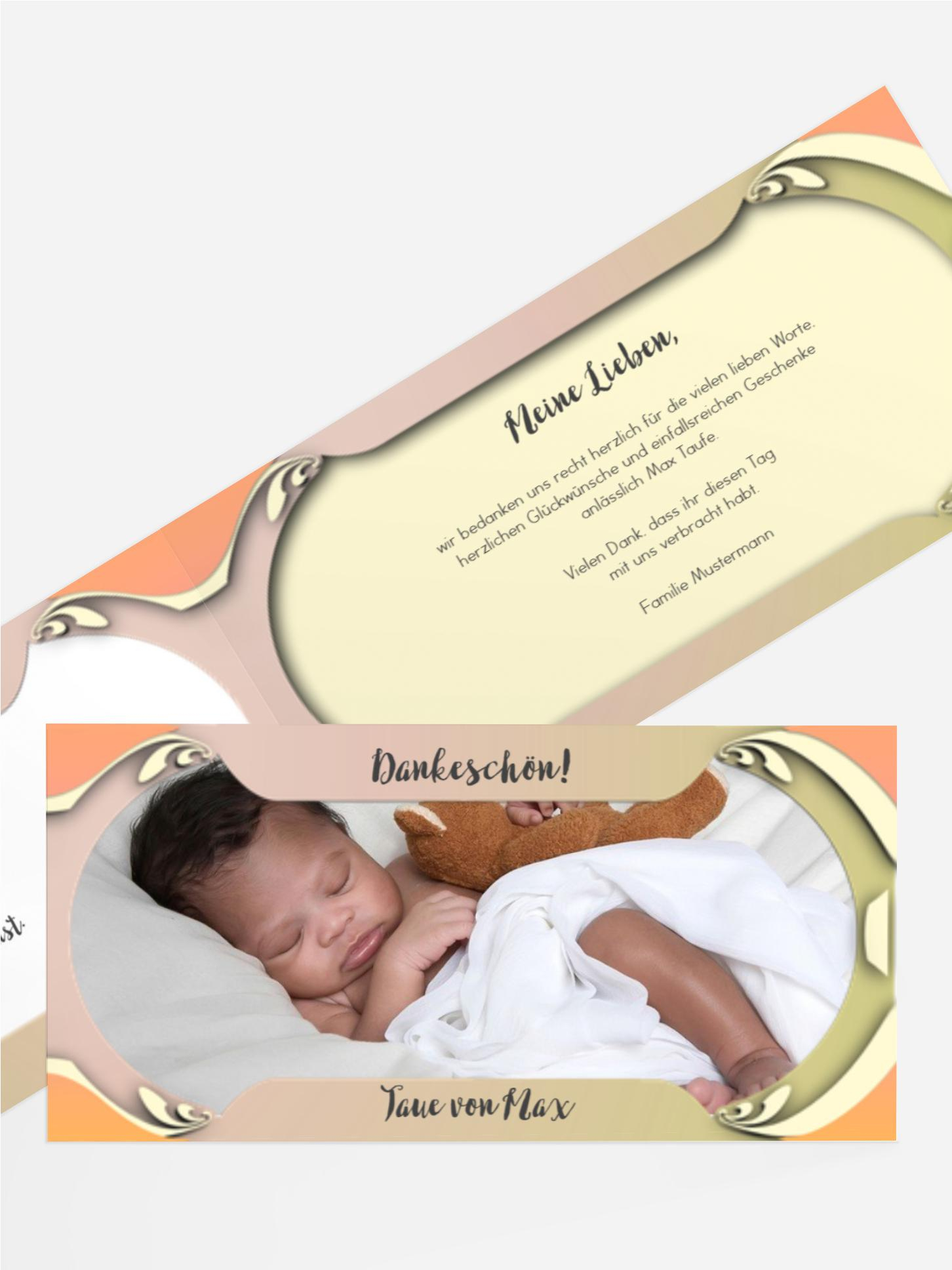Dankeskarte Taufe Long Frame