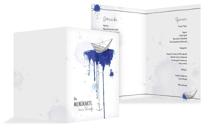 Menükarte Origamischiff