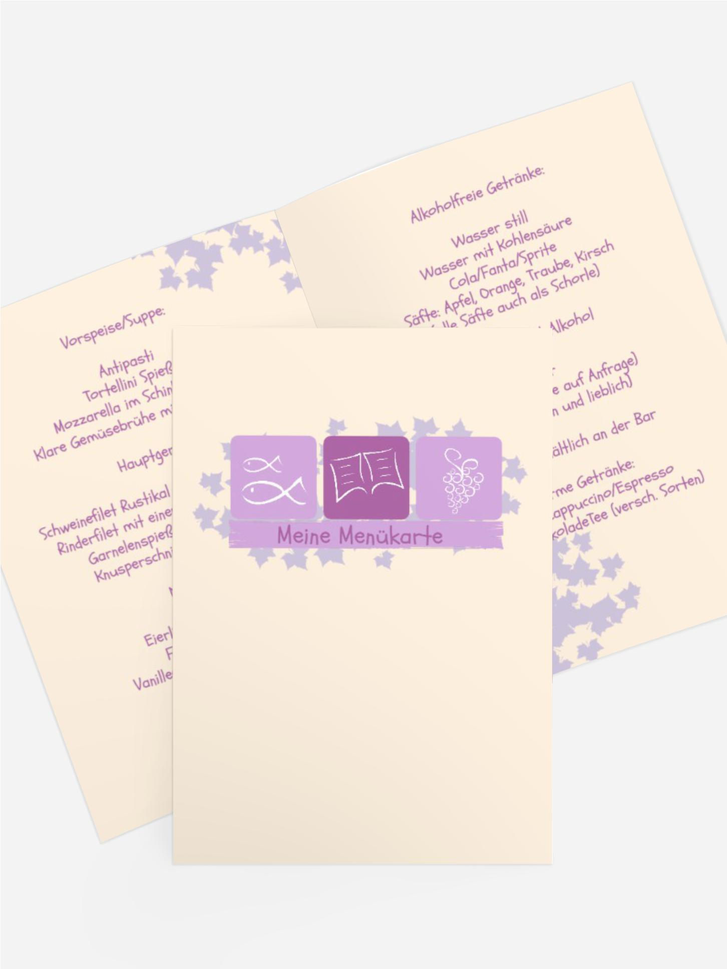 Menükarte Konfirmation Blatt