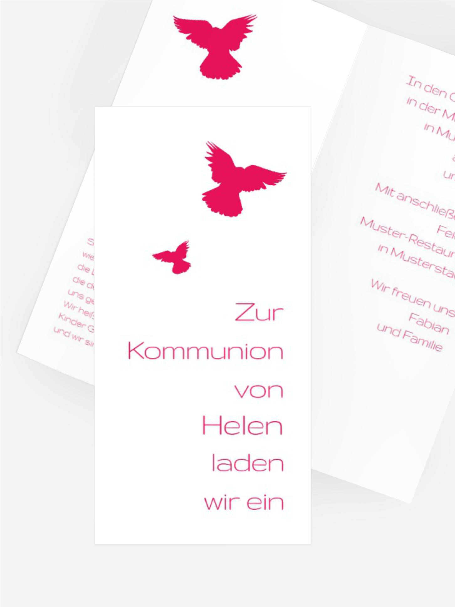 Kommunionseinladungskarte Taube