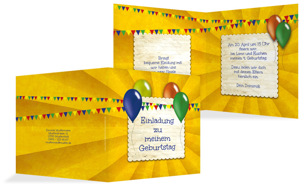 Einladungskarte Geburtstag Luftballons Einladungskarte Geburtstag Luftballons