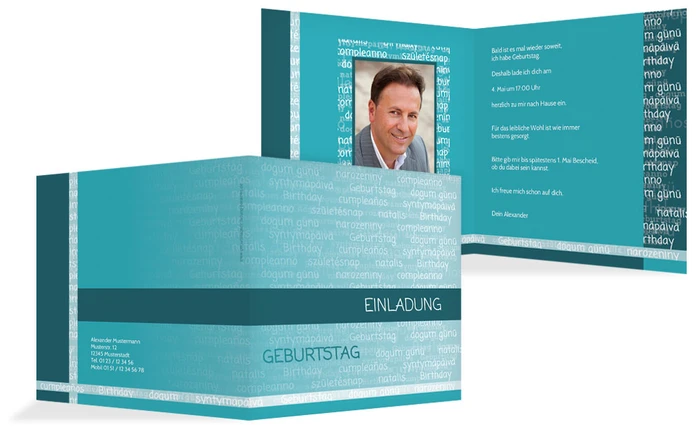 Einladung zum Geburtstag classic script Foto