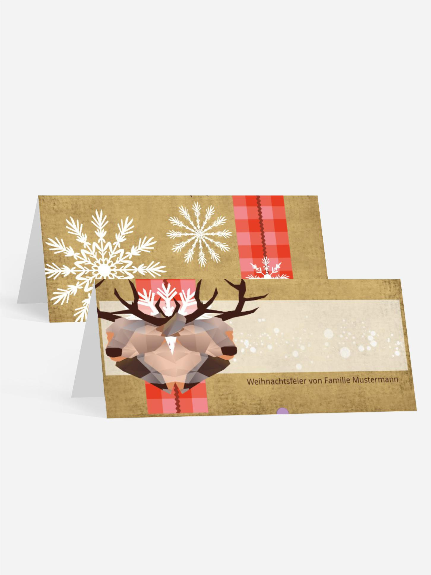 Weihnachtstischkarte Hirschkopf
