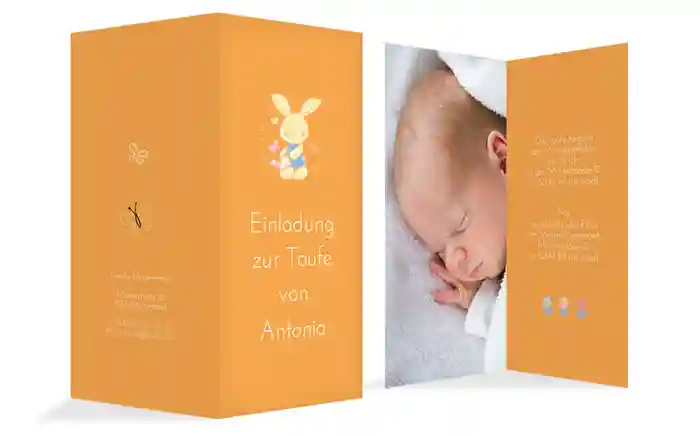 Einladungskarte Taufe Hase