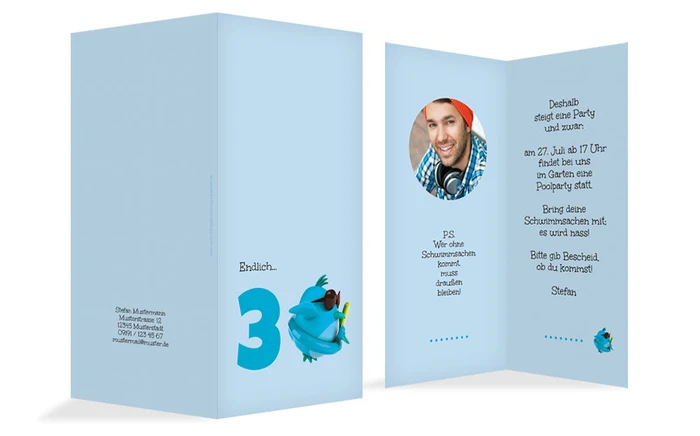 Geburtstagseinladungskarte Kuecken 30 Foto