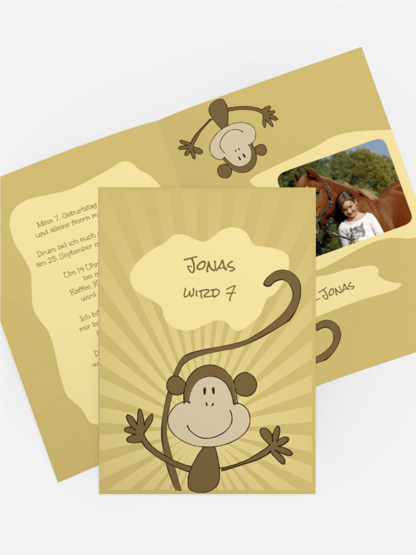 Kindergeburtstagseinladung "Affenparty mit Foto"