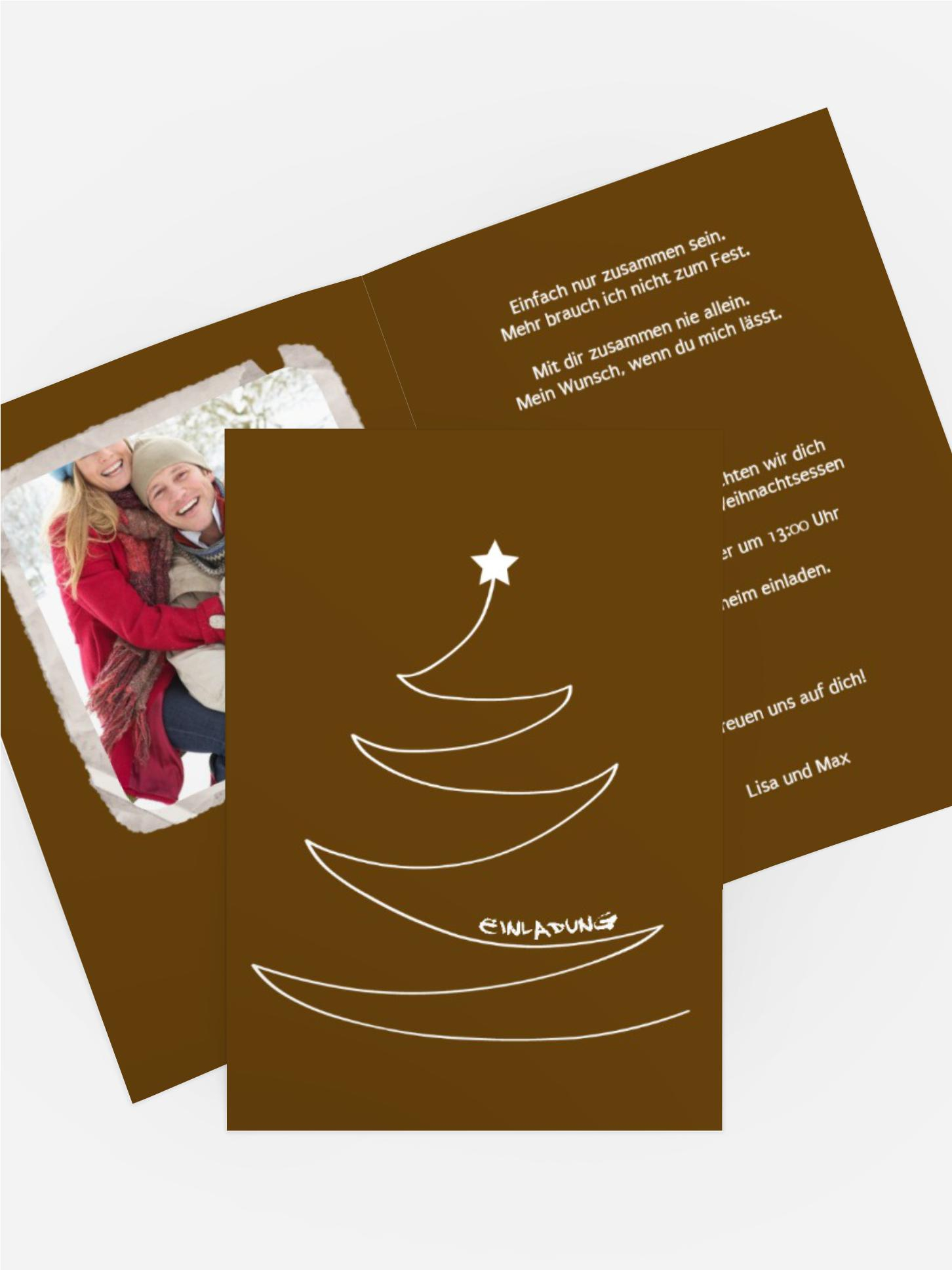 Einladung zur Weihnachtsfeier Privat Schriftbaum