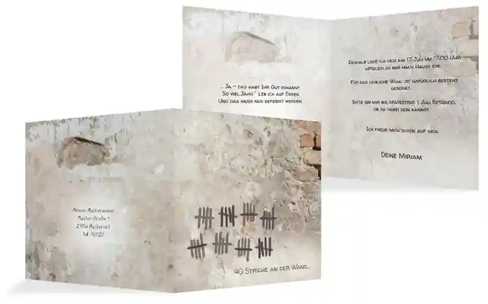 Einladung Striche an der Wand 40