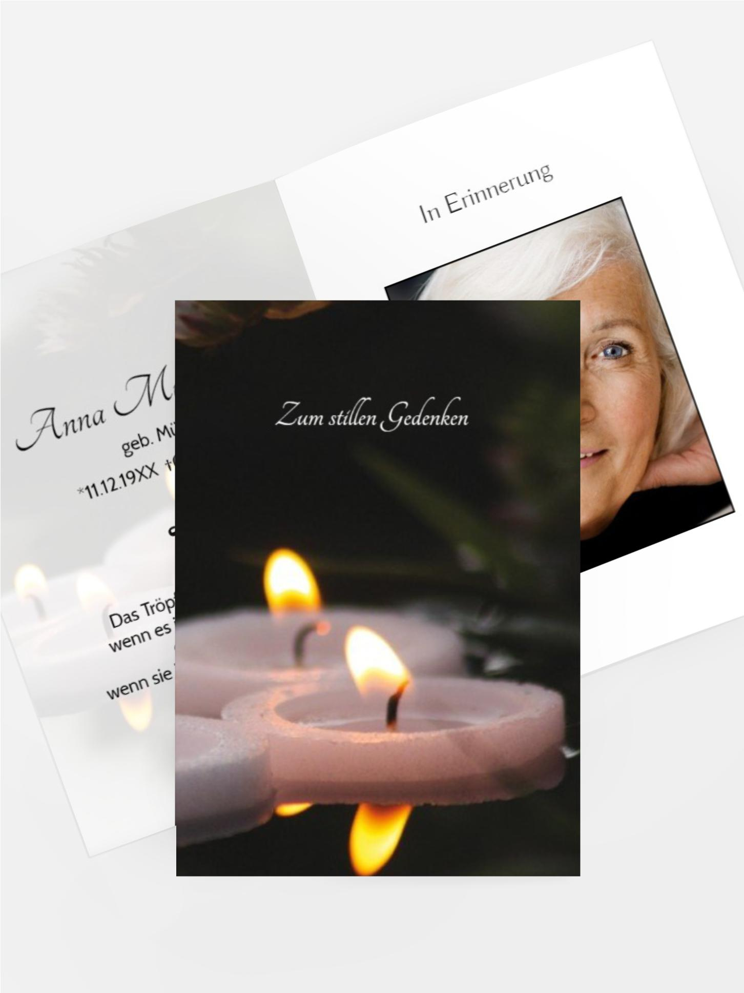 Sterbebildkarte Schwimmkerze