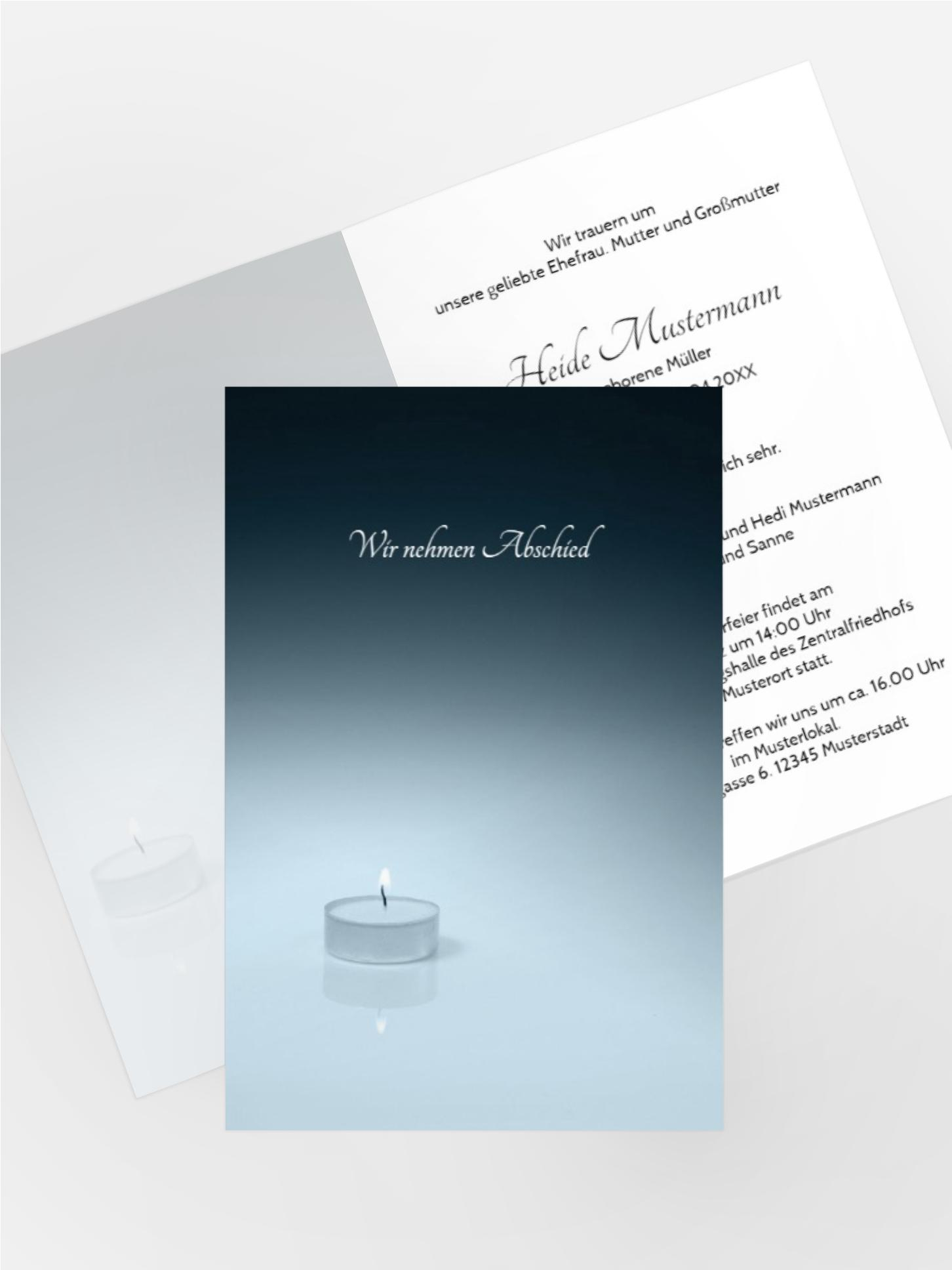 Trauerkarte Teelicht hoch