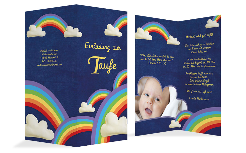 Taufkarte Regenbogenfantasie Taufkarte Regenbogenfantasie