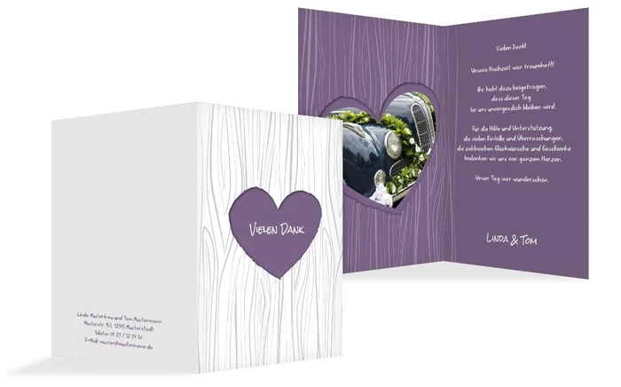 Hochzeits Dankeskarte heart bark