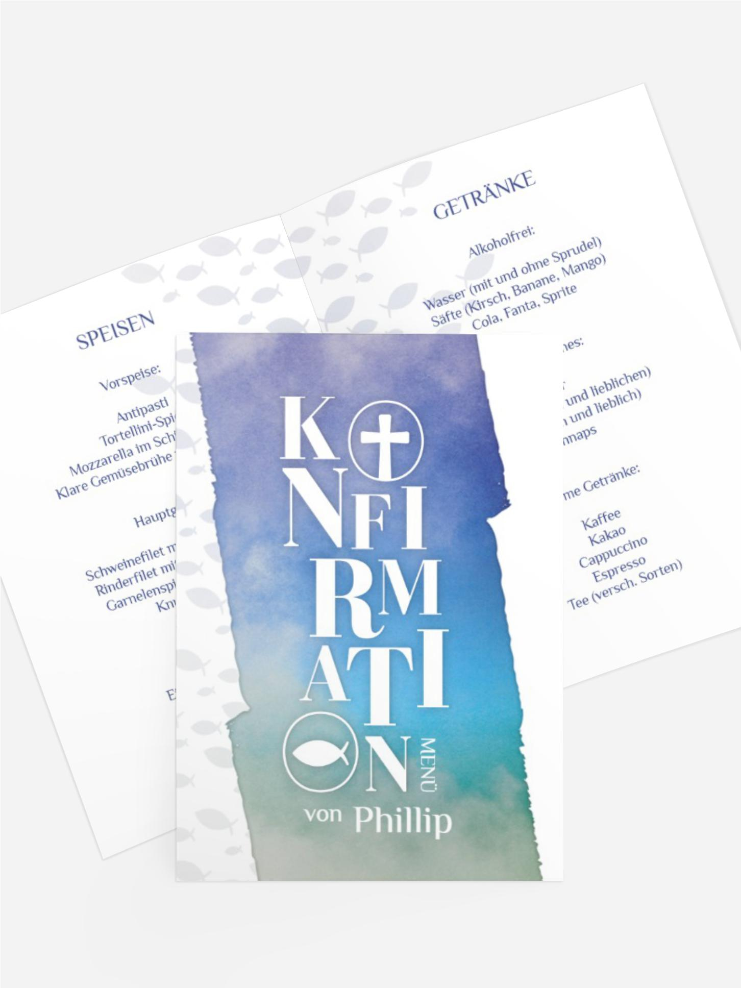 Menükarte Konfirmation Himmelreich