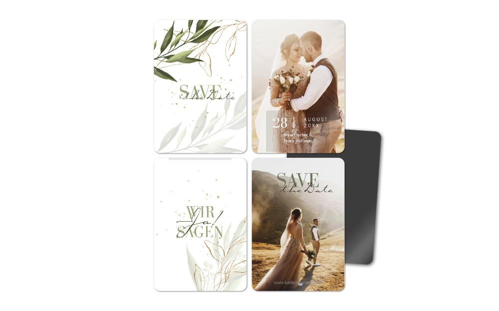 Fotomagnete zur Hochzeit Edelblatt