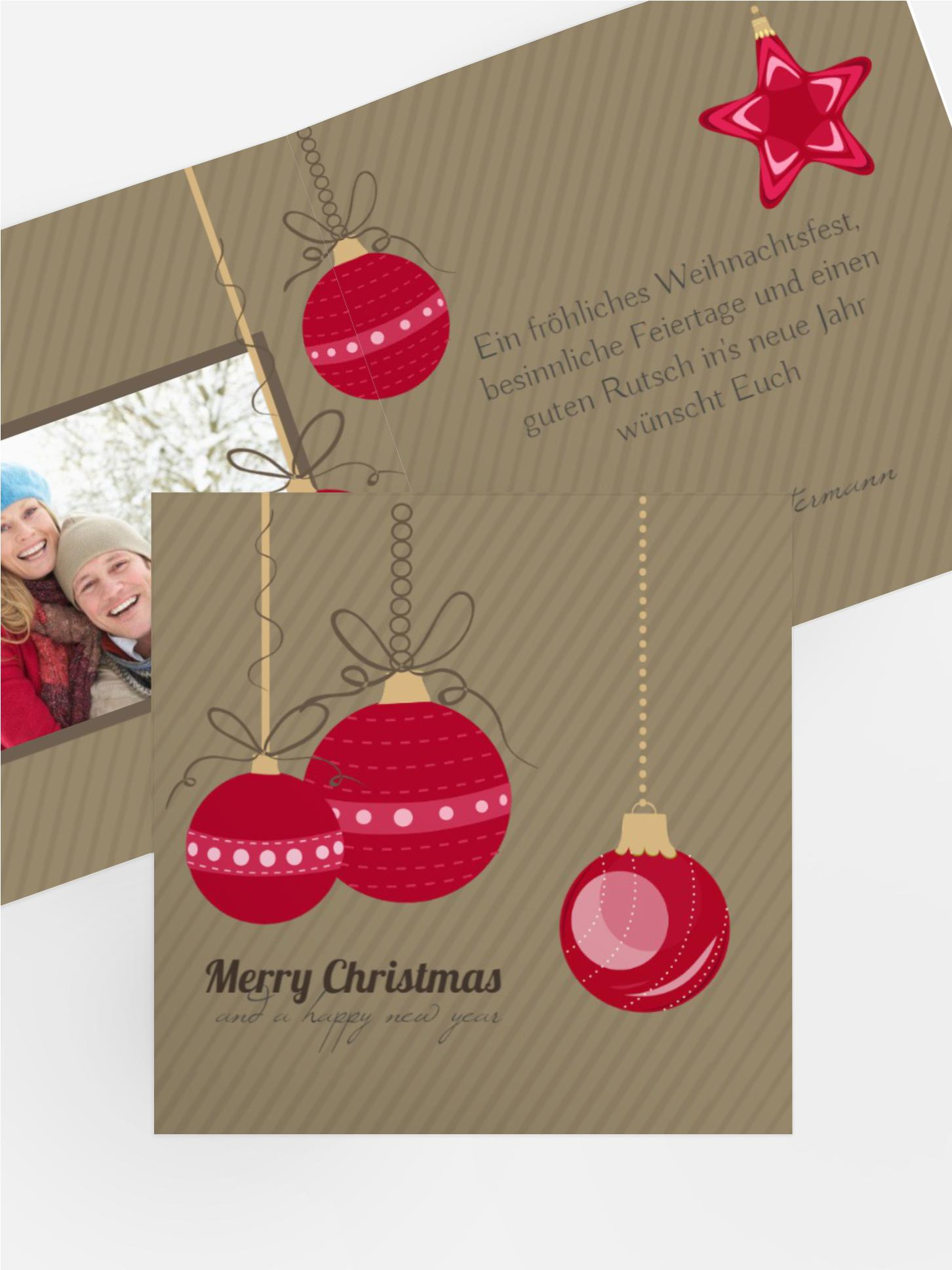 Foto Weihnachtsgrußkarte Bunte Kugeln Foto Weihnachtsgrußkarte Bunte Kugeln