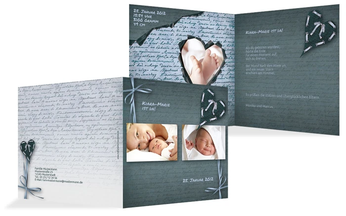 Babykarte Gedicht mit Herz