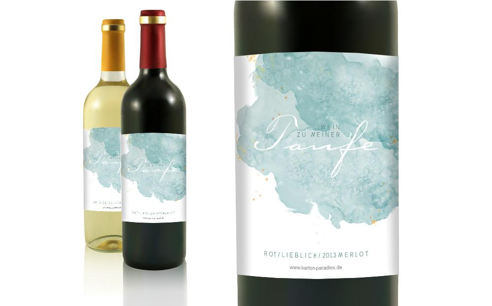 Flaschenetikett Taufe Aquarell Mohnblumen