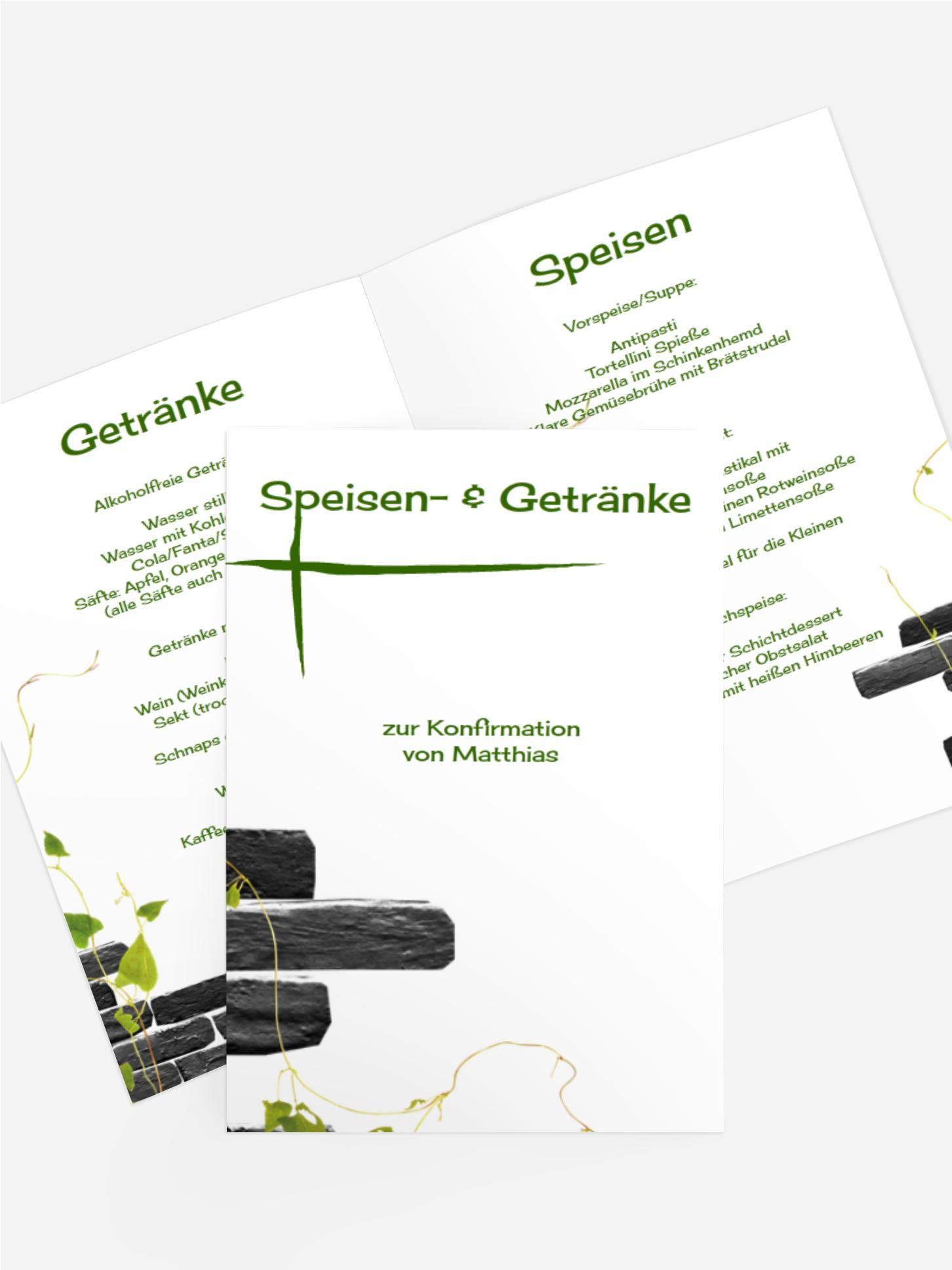 Menükarte Konfirmation Efeu